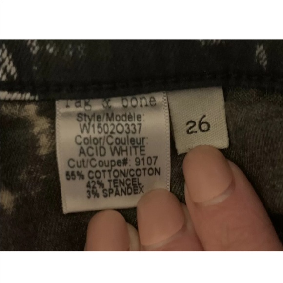 Rag & Bone Acid B&W Stretch Denim Skinny Jean Sz26 - Picture 3 of 7